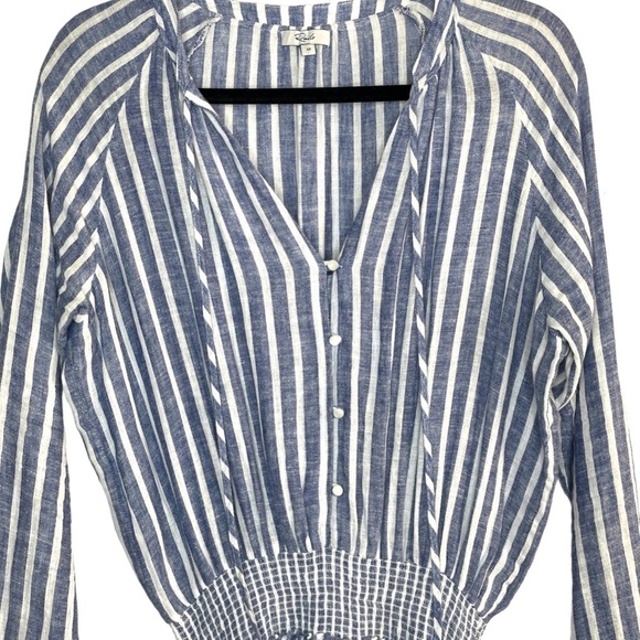 Rails Crystal Jasmine Parisian Blue Stripes Mini Dress Linen Boho - Picture 3 of 8